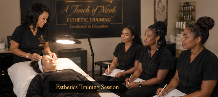 Nicole teaching esthetics training class